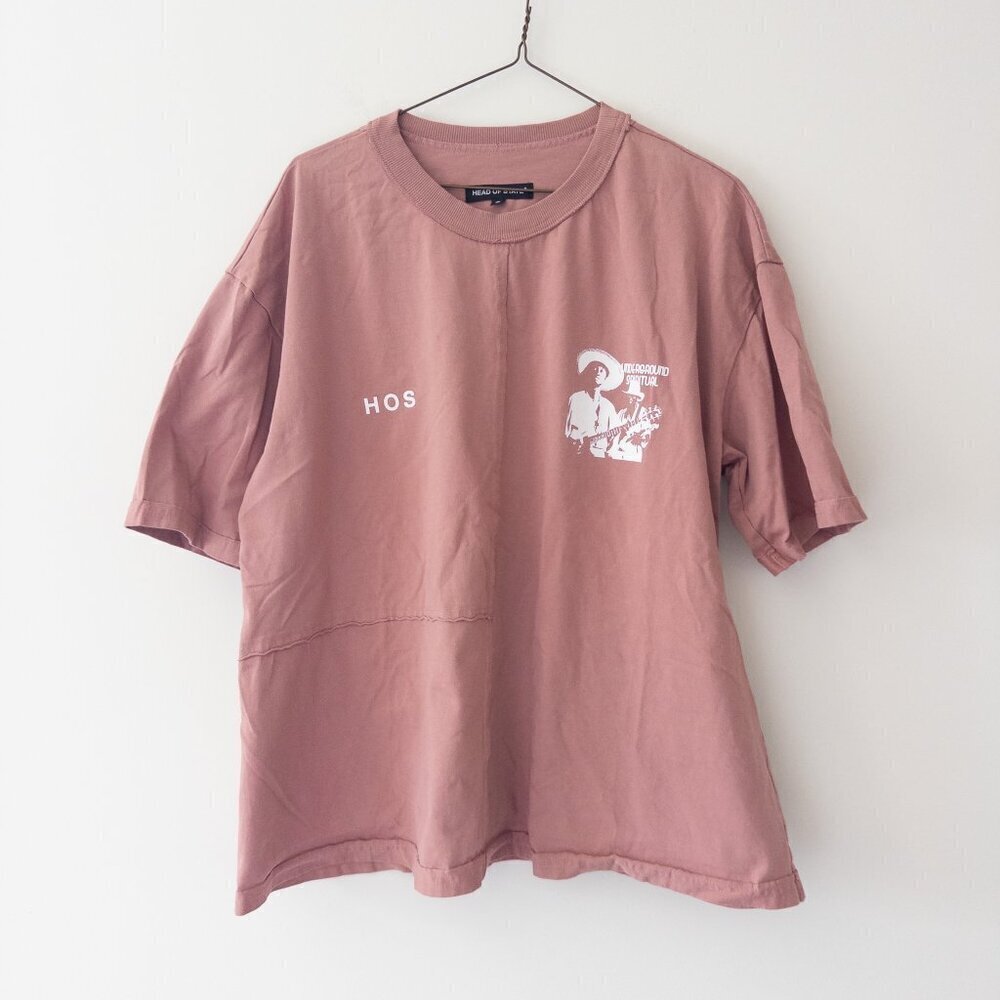 Head of State Underground Spiritual Logo Graphic Tee Heavyweight in Dusty Pink - Picture 4 of 6